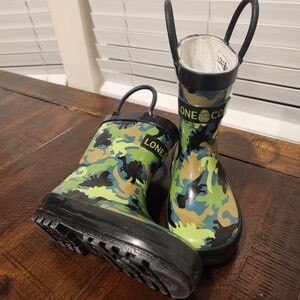 Toddler Size 6 Lone Cone Rain Boots - Camo Dino Print